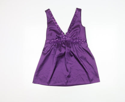 New Look Women's Purple Sequin Tunic Blouse Size 14