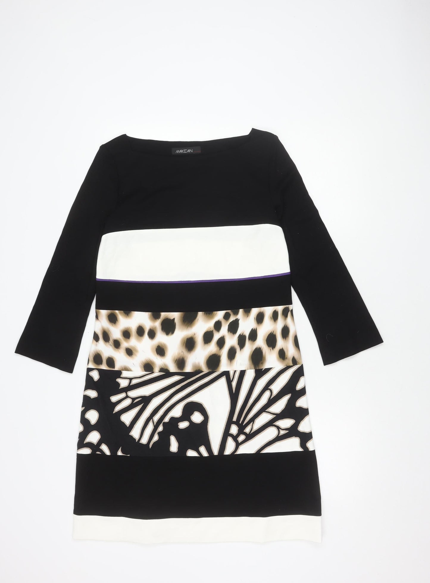 Marc Cain Women Black Dress, Size 12, Animal Print