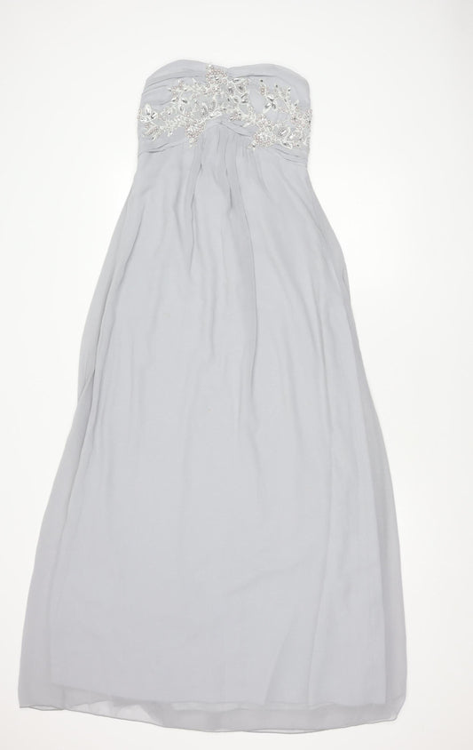 Quiz Women Grey Long Strapless Dress Size 10