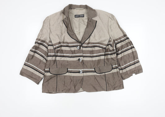 Gerry Weber Women's Brown Striped Blazer Size 16