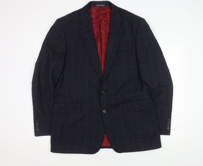 Austin Reed Men's Blue Check Wool Blazer Jacket 42