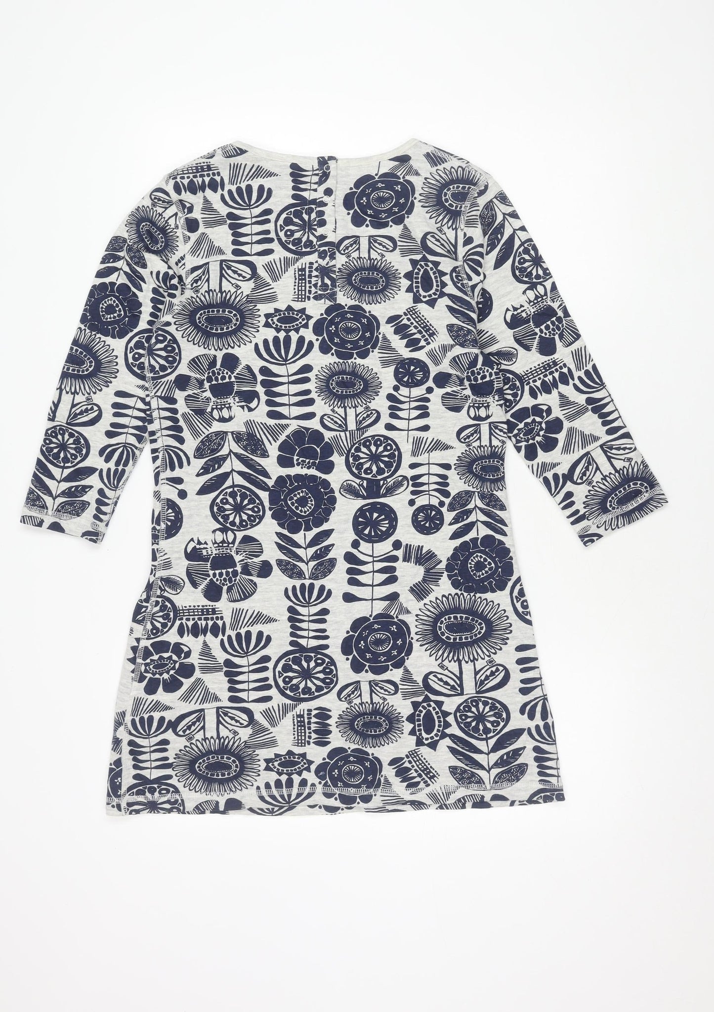 Weird Fish Women's Blue Floral Long Sleeve Dress Size 10
