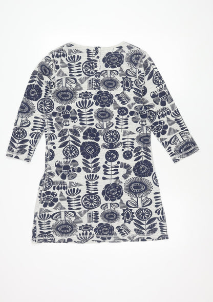 Weird Fish Women's Blue Floral Long Sleeve Dress Size 10