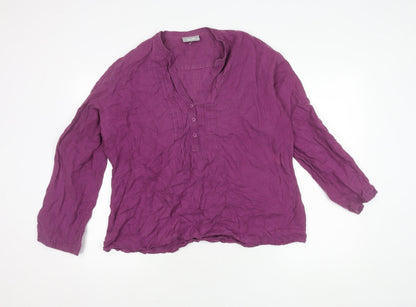 Wallis Women's Purple Linen Long Sleeve Button Blouse