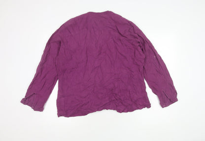 Wallis Women's Purple Linen Long Sleeve Button Blouse