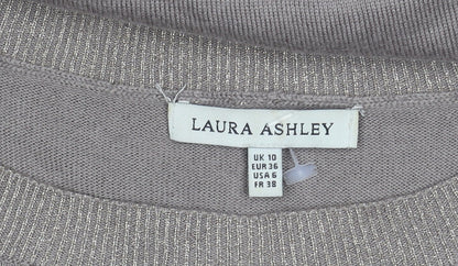 Laura Ashley Women's Grey Striped Pullover Jumper UK 10