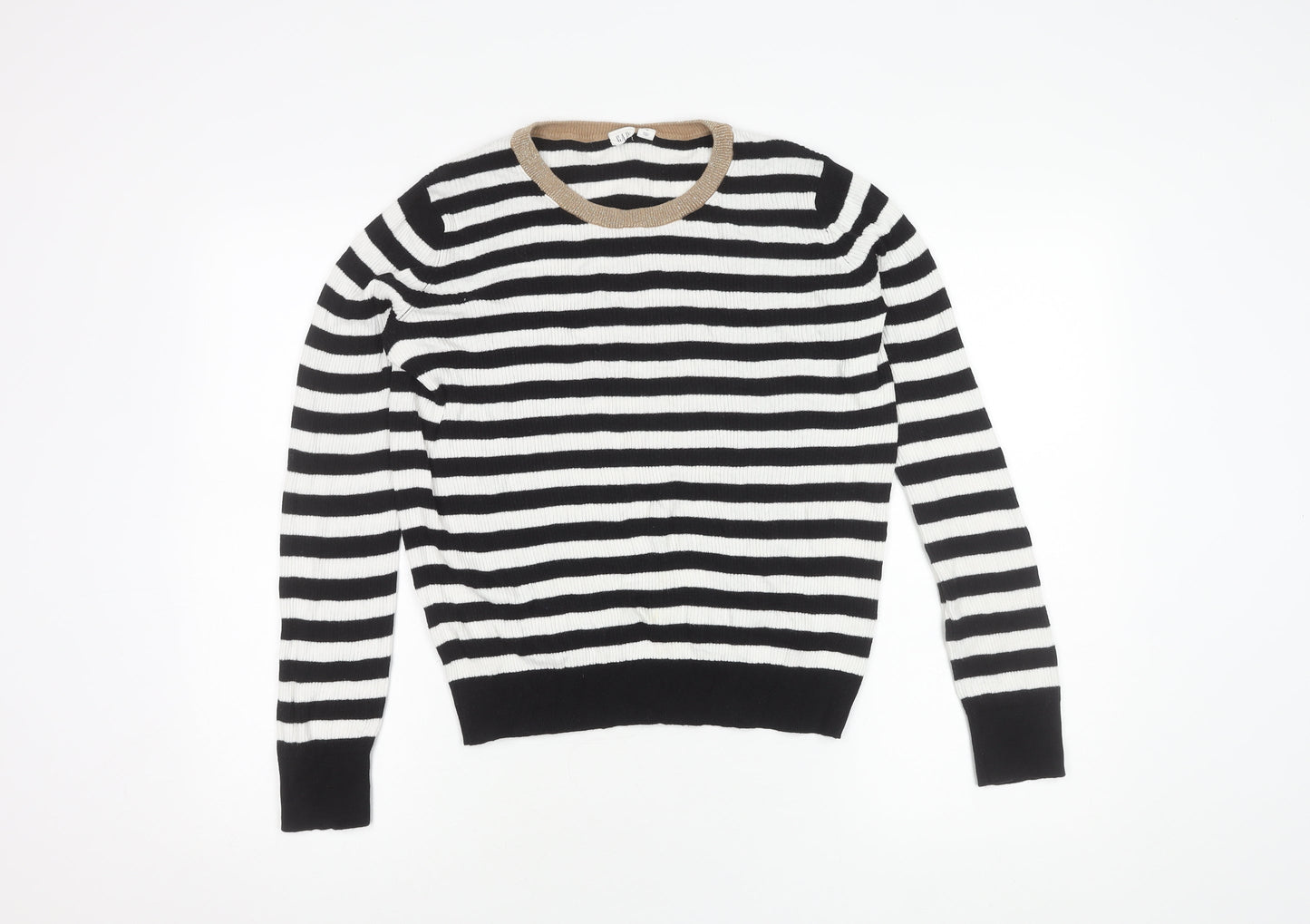 GAP Women's Black Striped Pullover Jumper M
