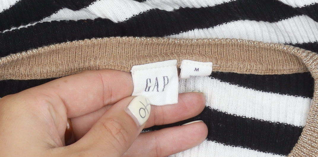 GAP Women's Black Striped Pullover Jumper M