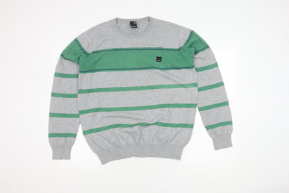 Bench Men's Grey striped Jumper Size XL