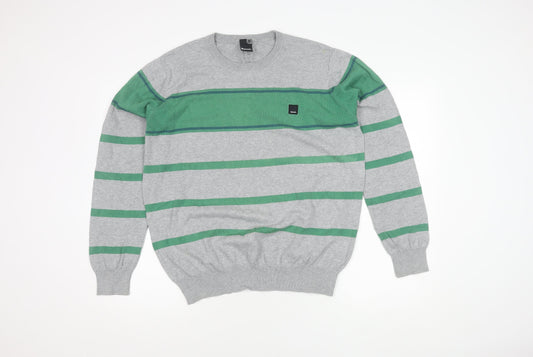 Bench Men's Grey striped Jumper Size XL