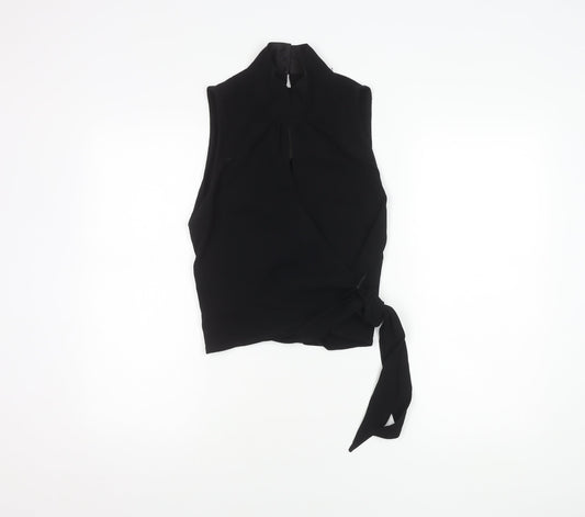 Coast Women's Black Wrap Blouse, Size 10, High Neck Style