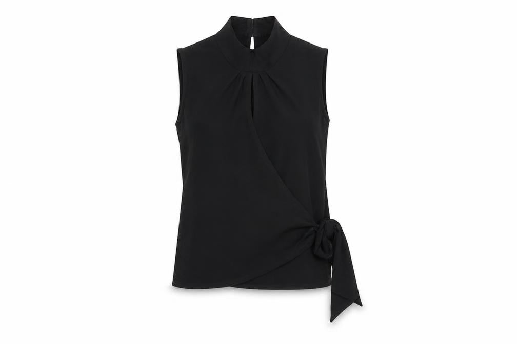 Womens UK Size 10 Coast Black Wrap Blouse