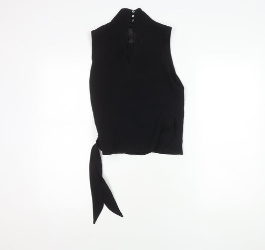 Coast Women's Black Wrap Blouse, Size 10, High Neck Style