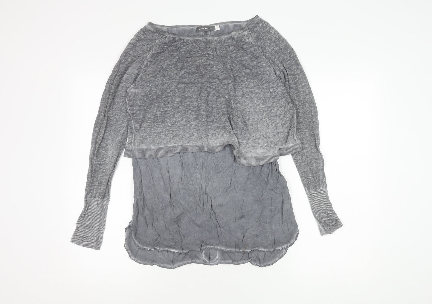 Womens UK Size 10 Mint Velvet Grey Cropped Blouse