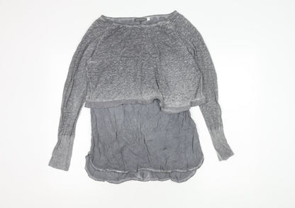 Womens UK Size 10 Mint Velvet Grey Cropped Blouse
