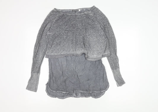Womens UK Size 10 Mint Velvet Grey Cropped Blouse