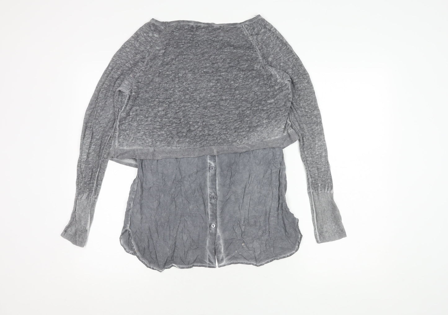 Womens UK Size 10 Mint Velvet Grey Cropped Blouse