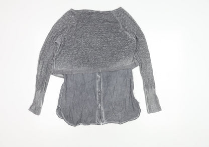 Womens UK Size 10 Mint Velvet Grey Cropped Blouse
