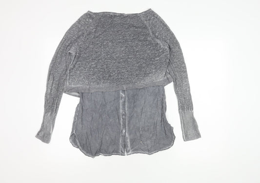 Womens UK Size 10 Mint Velvet Grey Cropped Blouse