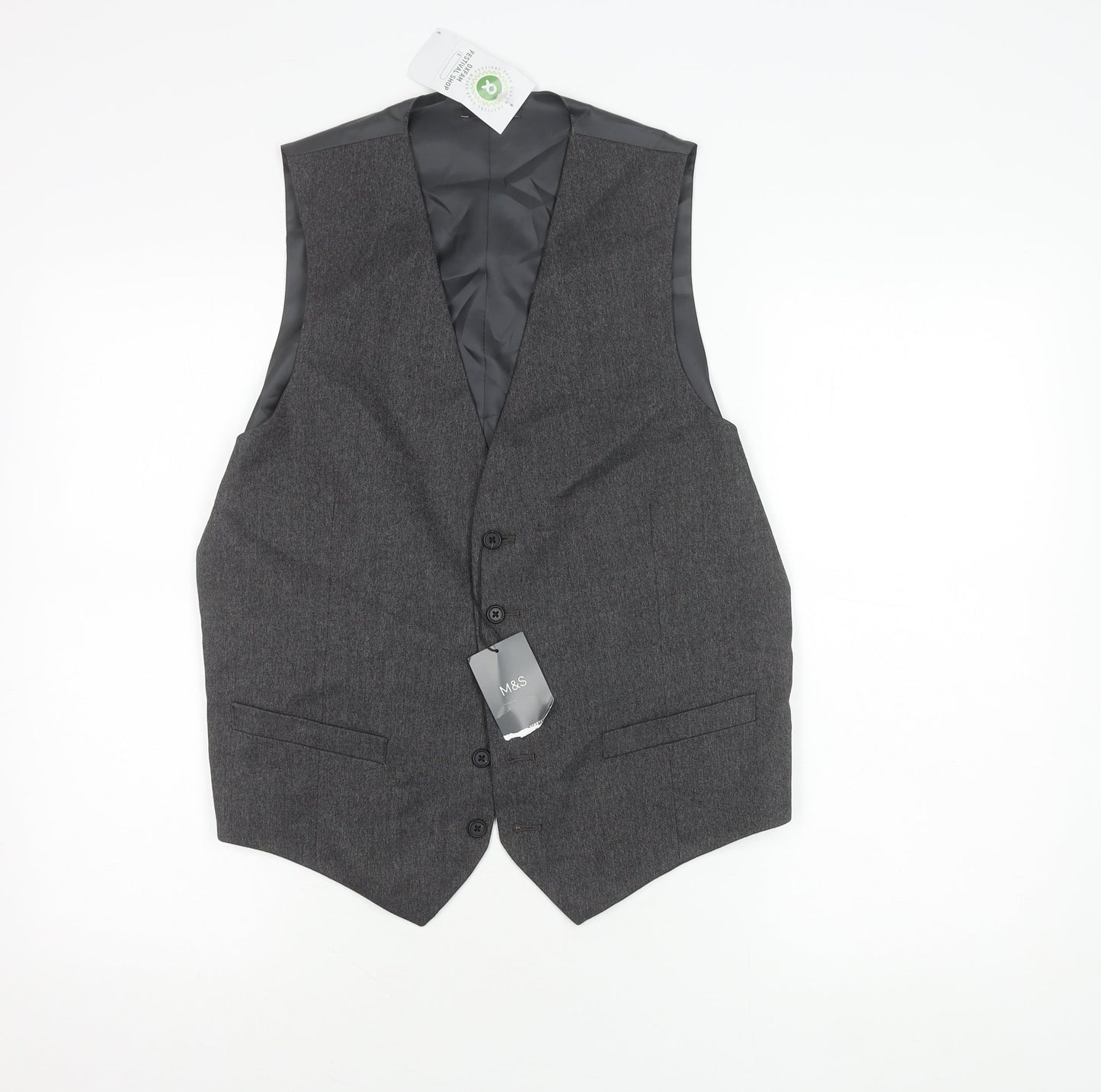 Mens UK Size 38 Marks and Spencer Regular Grey Suit Waistcoat