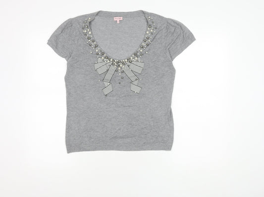 Womens UK Size 16 Phase Eight Grey Basic T-Shirt