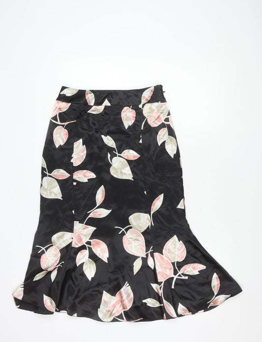 Jacques Vert Women's Black Floral A-Line Skirt, Size 10