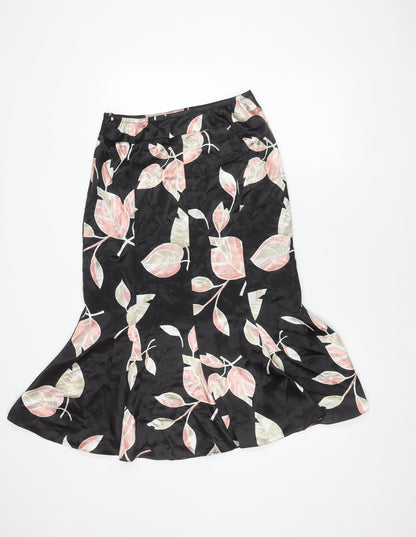 Jacques Vert Women's Black Floral A-Line Skirt, Size 10