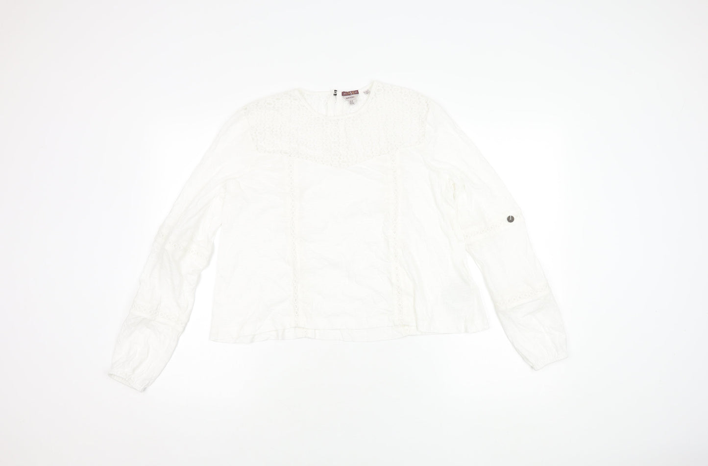 Womens UK Size 8 Superdry White Basic Blouse