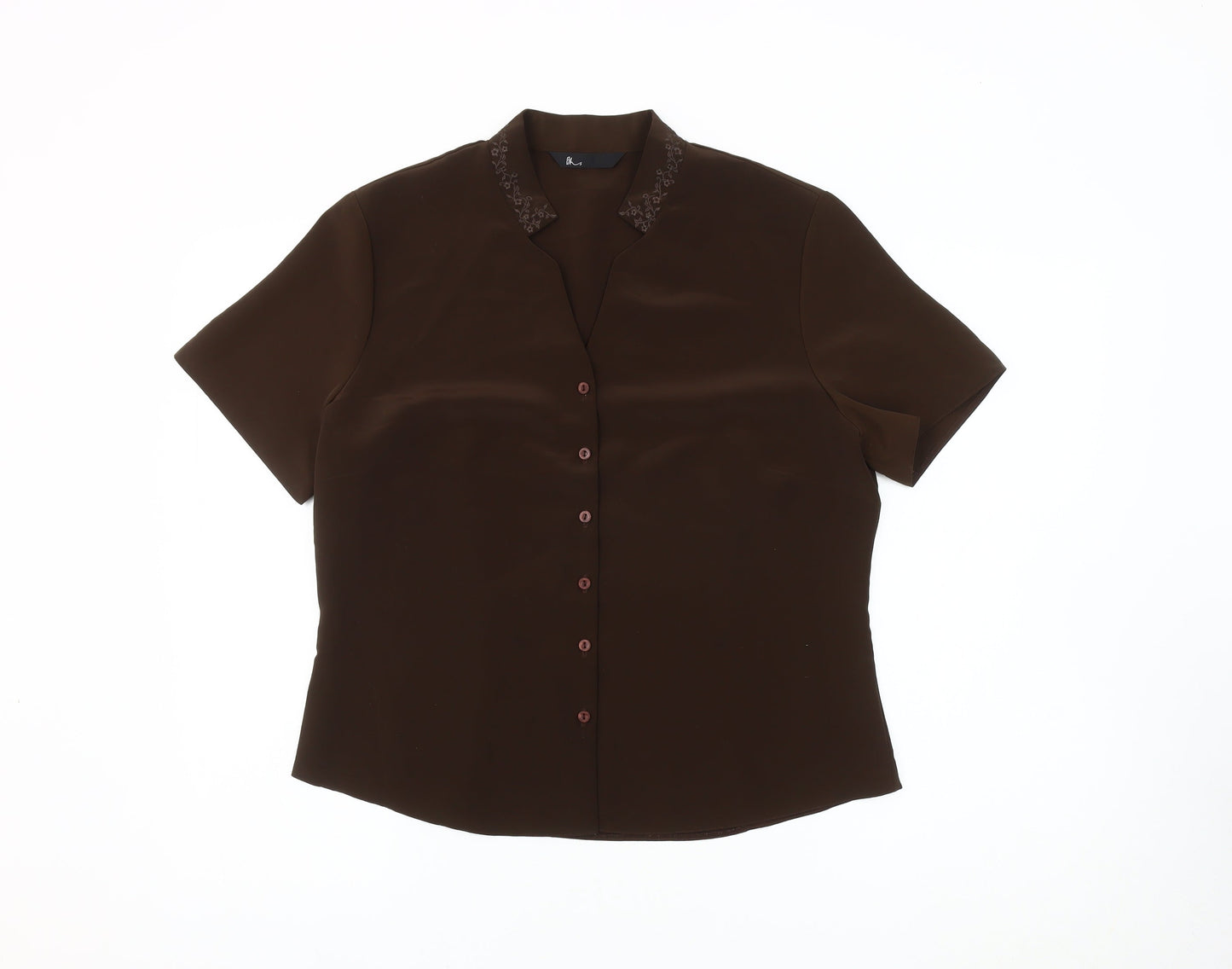 Womens UK Size 14 BHS Brown Basic Button-Up