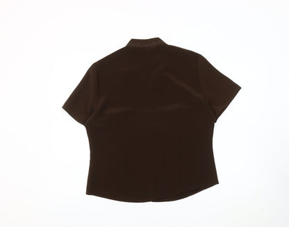 Womens UK Size 14 BHS Brown Basic Button-Up