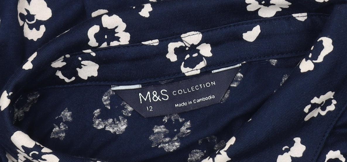 Womens UK Size 12 Marks and Spencer Blue Basic Button-Up