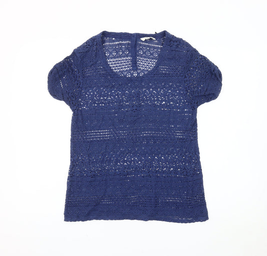 Womens UK Size 12 FatFace Blue Cropped Blouse