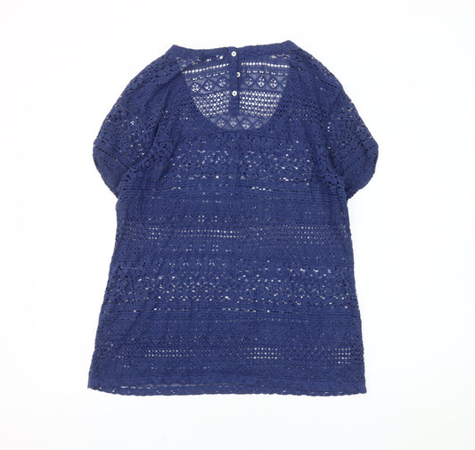 Womens UK Size 12 FatFace Blue Cropped Blouse