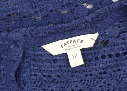 Womens UK Size 12 FatFace Blue Cropped Blouse