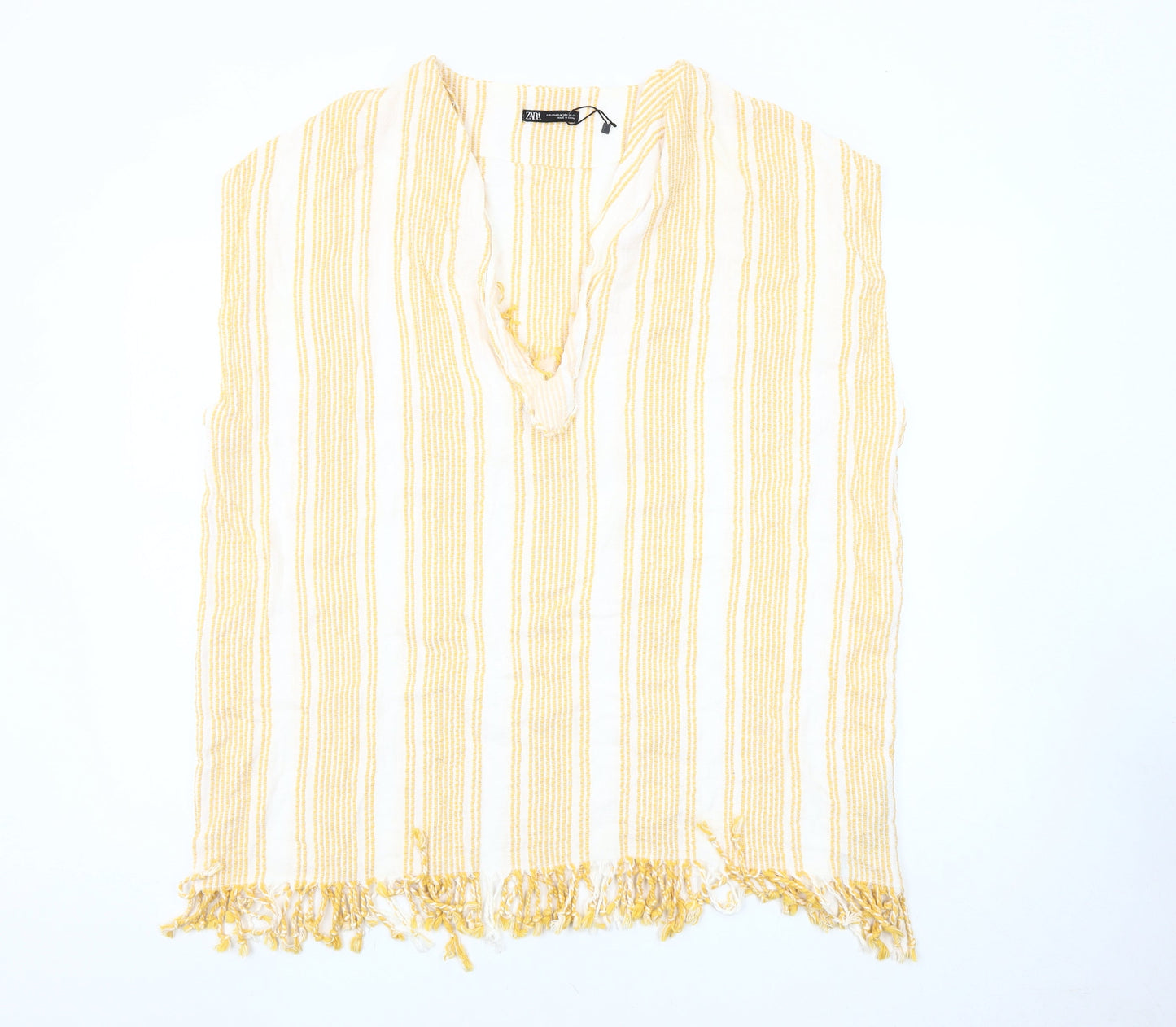 Womens UK Size 8 Zara Yellow Tunic Blouse