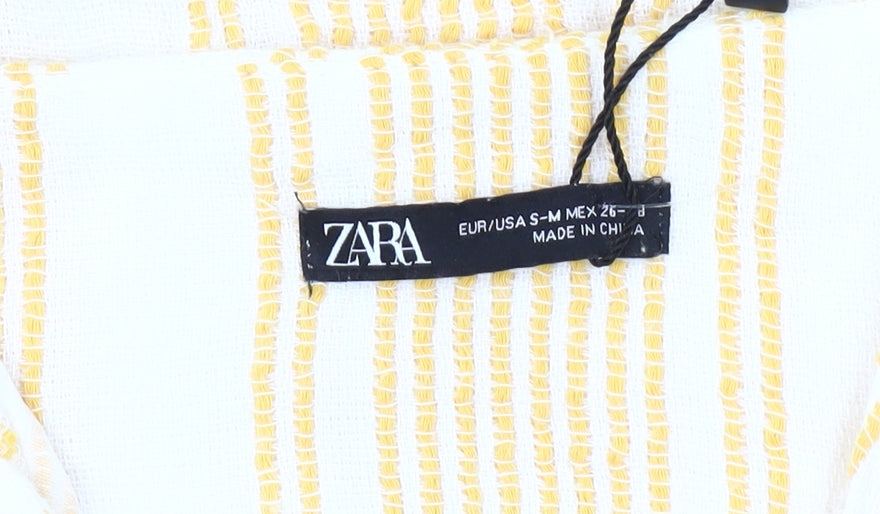Womens UK Size 8 Zara Yellow Tunic Blouse