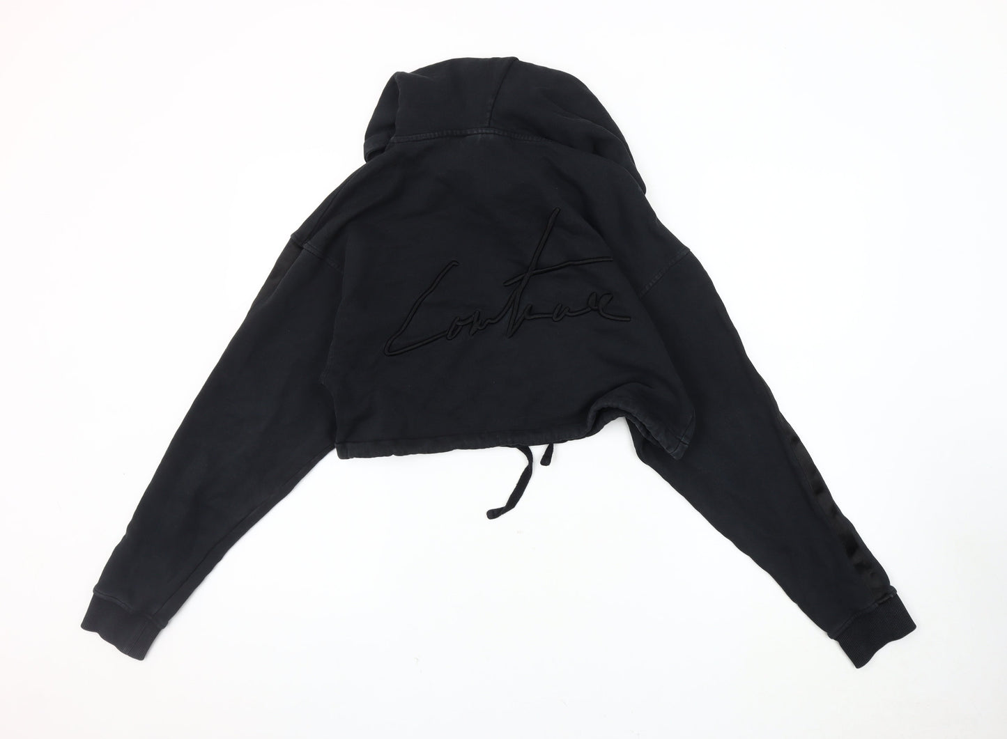 The Couture Club Women Black XS Cropped Hoodie