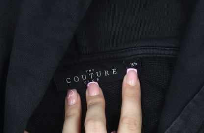 The Couture Club Women Black XS Cropped Hoodie