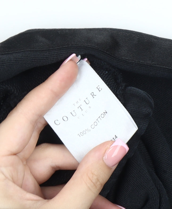 The Couture Club Women Black XS Cropped Hoodie