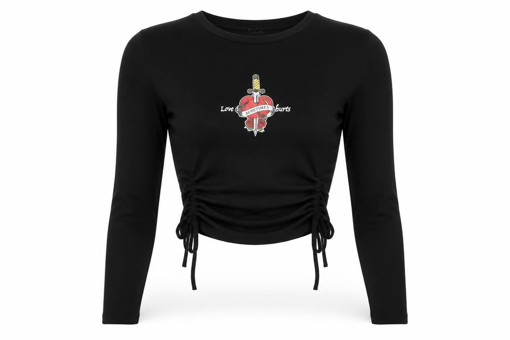 Womens UK Size XS FB Sister Black Cropped T-Shirt