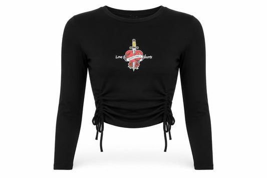 Womens UK Size XS FB Sister Black Cropped T-Shirt