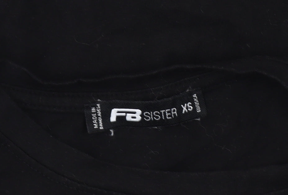 Womens UK Size XS FB Sister Black Cropped T-Shirt