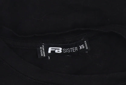 Womens UK Size XS FB Sister Black Cropped T-Shirt