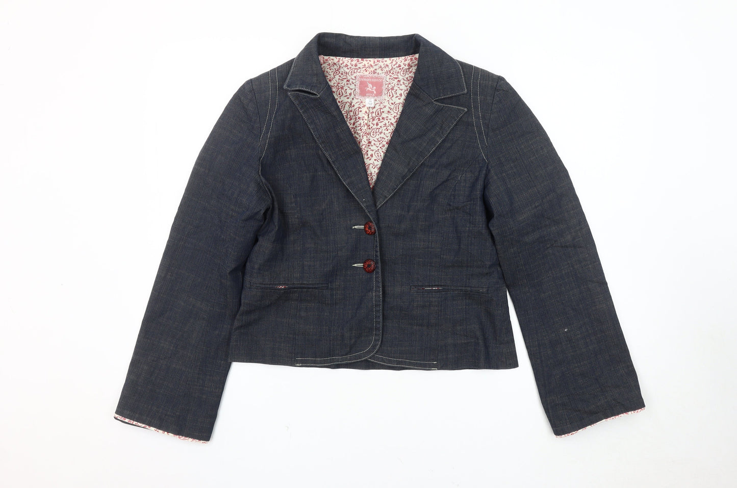 Avoca Women's Blue Denim Blazer Size 12 Cropped Casual