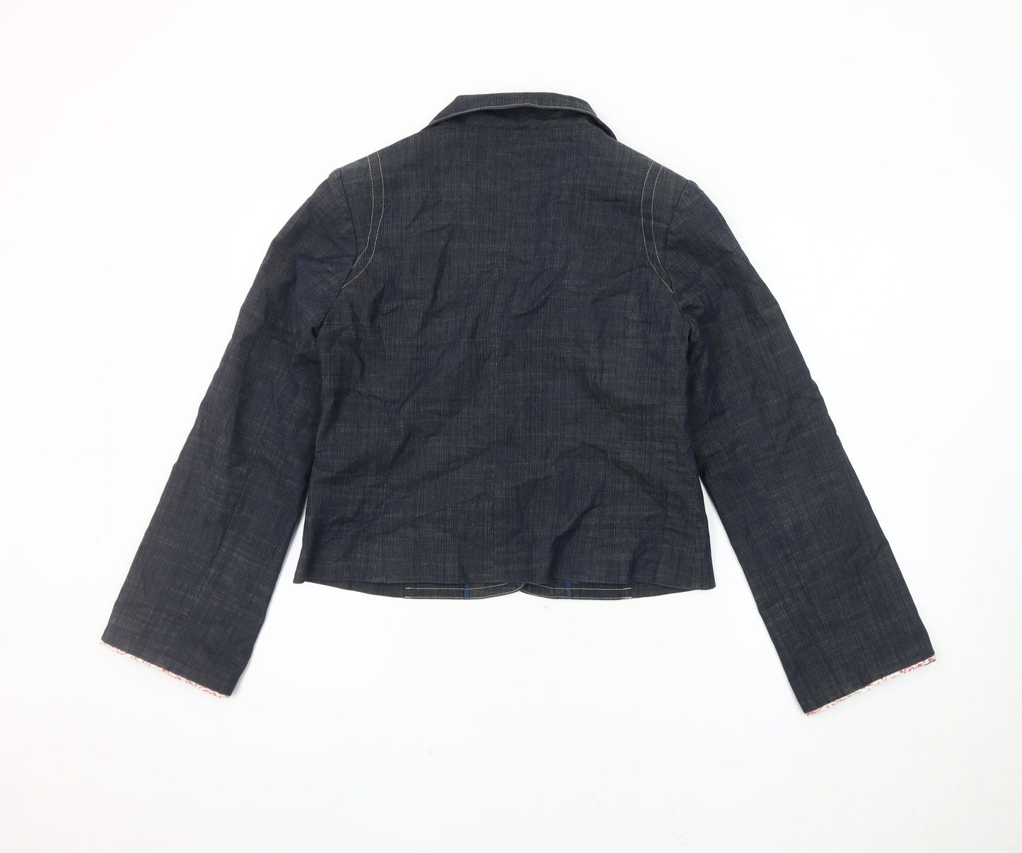 Avoca Women's Blue Denim Blazer Size 12 Cropped Casual