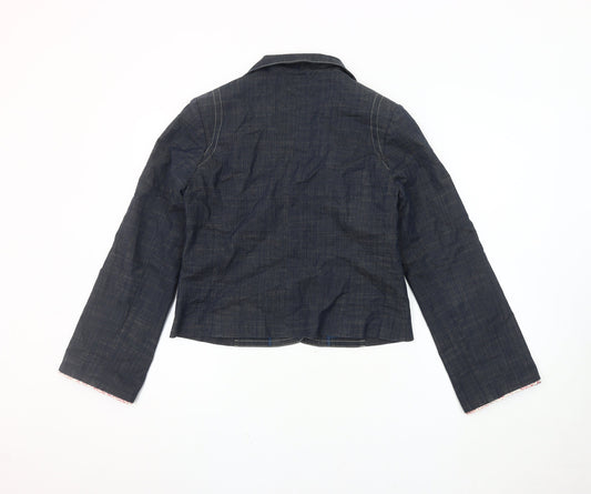 Avoca Women's Blue Denim Blazer Size 12 Cropped Casual