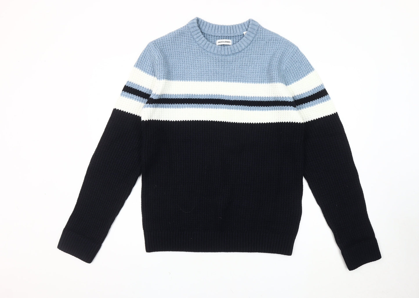 Jack & Jones Men's Blue Striped Pullover Jumper M