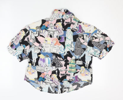 Womens UK Size XS Pull & Bear Multicoloured Basic Button-Up