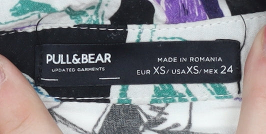 Womens UK Size XS Pull & Bear Multicoloured Basic Button-Up