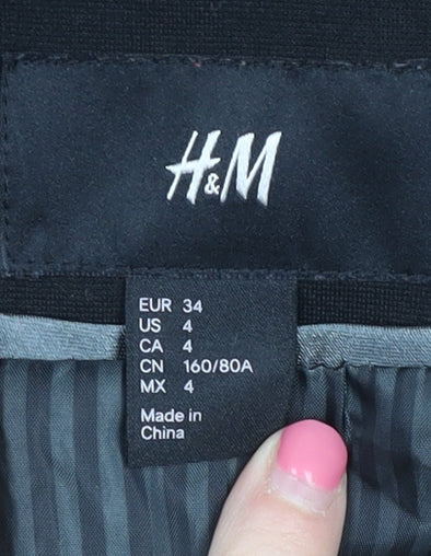 H&M Women's Black Blazer, Size 6, One-Button Single-Breasted